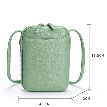 Genuine Leather Zipper Crossbody Bags Female Large Capacity Shoulder Women Solid Phone Purse Flap