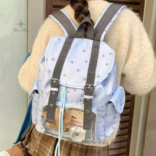 Skyblue Transparent Ita Backpack – Large Capacity DIY Rucksack