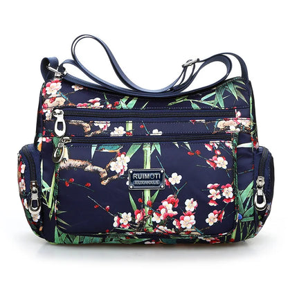 Floral Print Multi-Pocket Crossbody Bag for Women