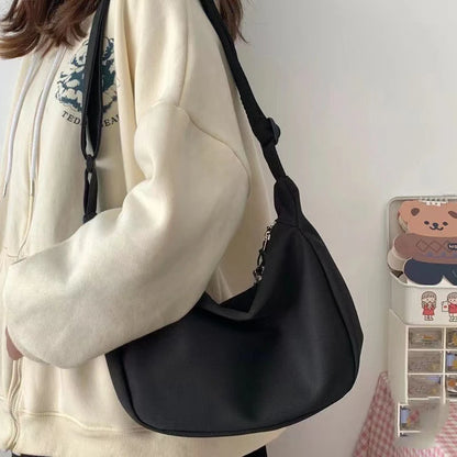 Canvas Crossbody Bag with Charm – Large Capacity Shoulder Bag