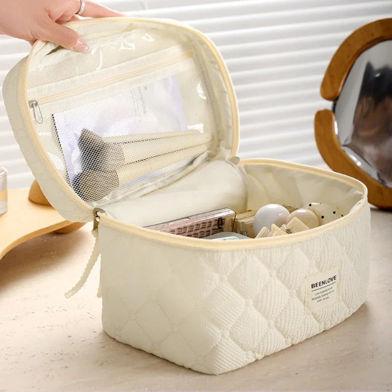 Makeup Bag Set Quilted Women S Large Floral Bags Cute Cotton Cosmetic Pouch Travel Toiletries