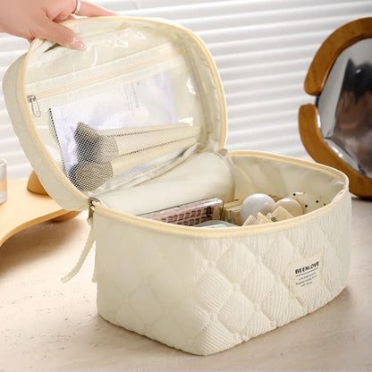 Makeup Bag Set Quilted Women S Large Floral Bags Cute Cotton Cosmetic Pouch Travel Toiletries
