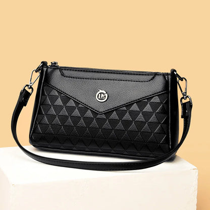 Diamond-Shaped Zipper Large-Capacity Waterproof Soft Leather Women S Single-Shoulder Crossbody Bag