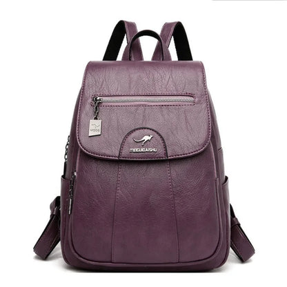 Faux Leather Women's Backpack – Large Capacity Casual Flap Bag
