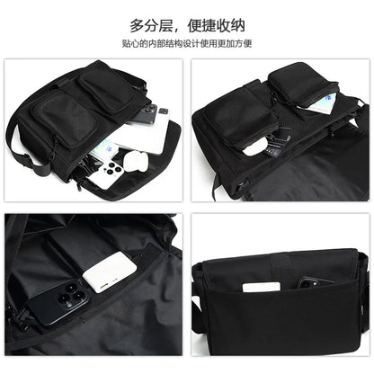 Nylon Fabric Waterproof Crossbody Bag Men S Magnetic Buckle Single-Shoulder Bag Large-Capacity