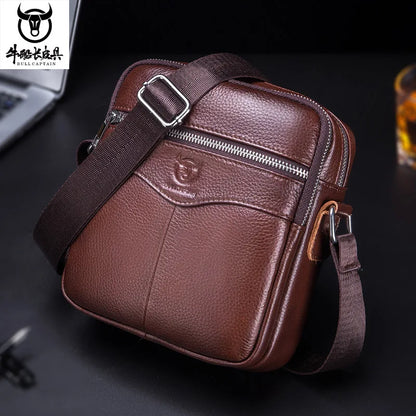 Men S Leather One Shoulder Sling Head Layer Business Leisure Vertical Student Mini Cashier Diagonal