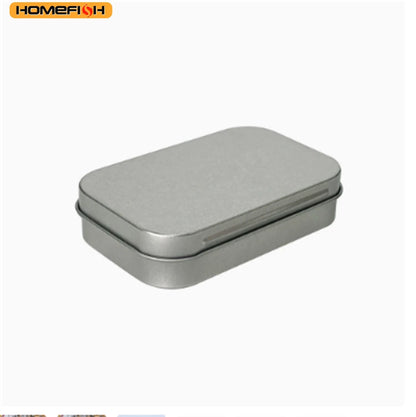 Homefish Metal Rectangular Empty Mini Tin Box Tinplate Push Candy Pill Cases Bins Jar Hinged