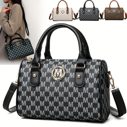 Mini M Logo Crossbody Bag for Women – Faux Leather Monogram Handbag