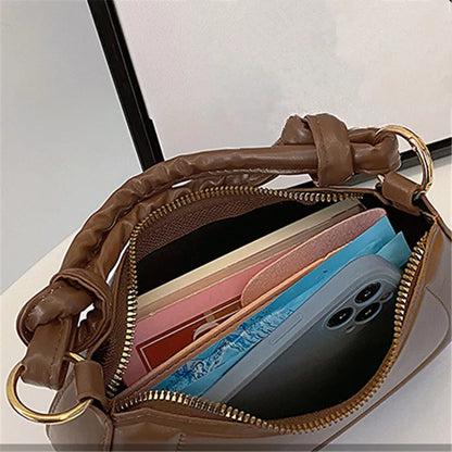 Crossbody Bag with Knot Handle & Gold Hardware – Women's Vintage Handbag