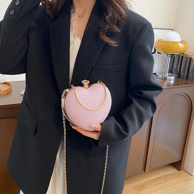 Glitter Heart Evening Bag – Star Sequin Shoulder Clutch Purse