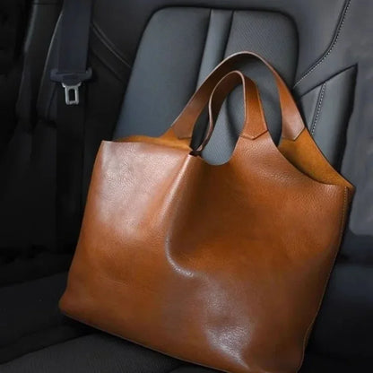 Brown Soft Leather Large Capacity Tote Bag Women S Luxury Matte High-End Feeling Lady Handbag Purse