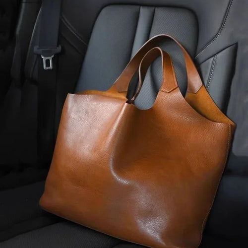 Brown Soft Leather Large Capacity Tote Bag Women S Luxury Matte High-End Feeling Lady Handbag Purse