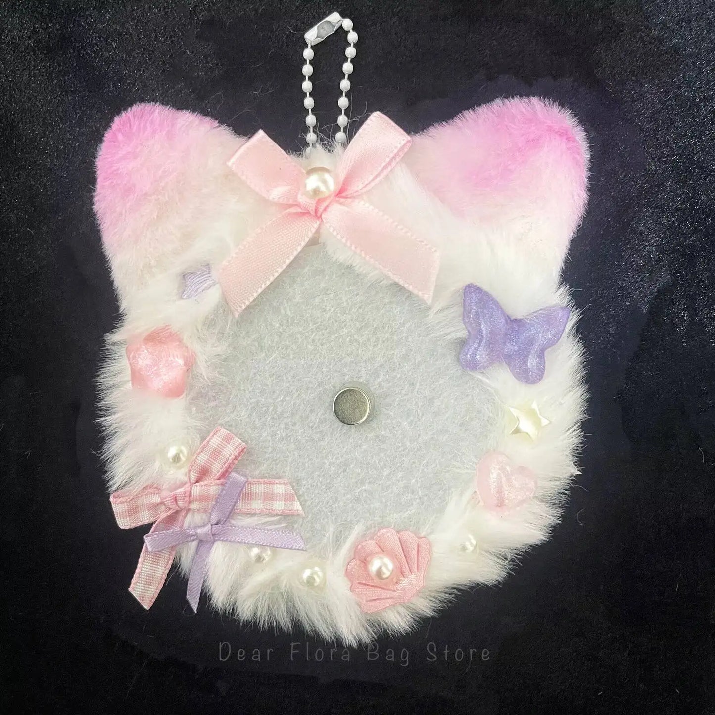 Plush Cat Ear Itabag Badge Stand – Handmade Anime Pin Holder