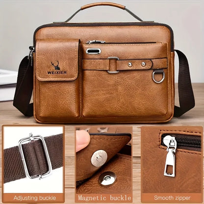 Men's Leather Crossbody Shoulder Bag – Business Casual