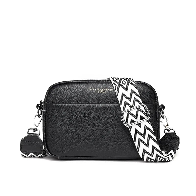 Multi-Layer Square Female Cross-Body Leather Change Cell Phone Storage Texture Commuting Shoulder