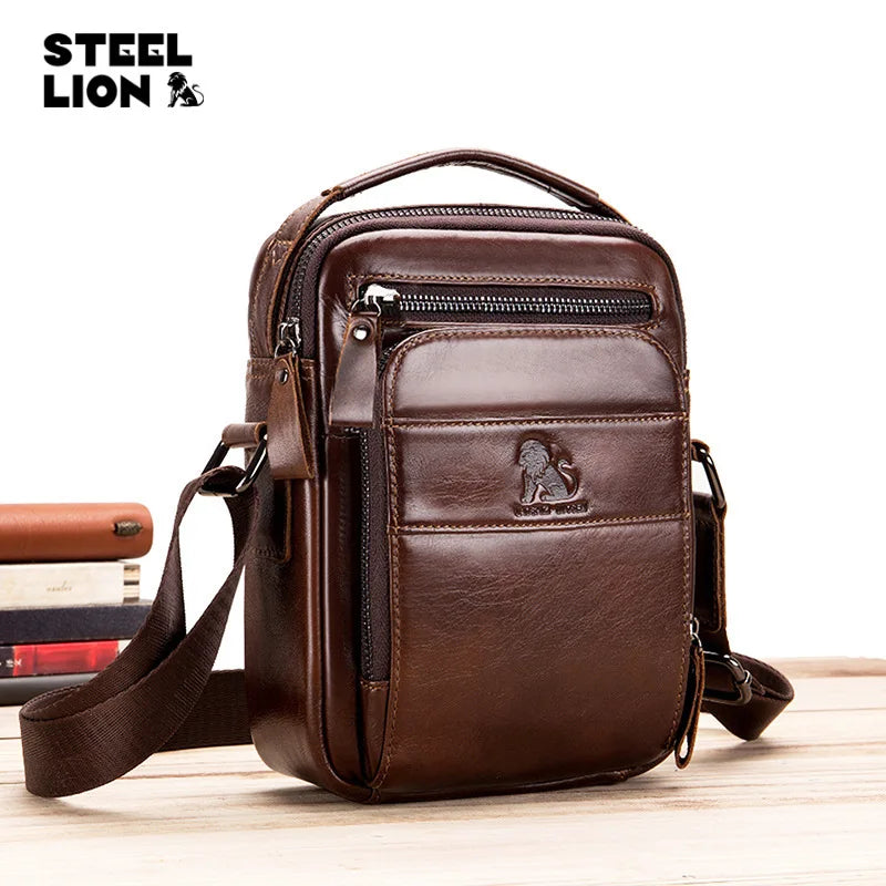 Cofskin Men S Shoulder Diagonal Cross Bag Retro Style Vertical Square Large Capacity Multi-Function