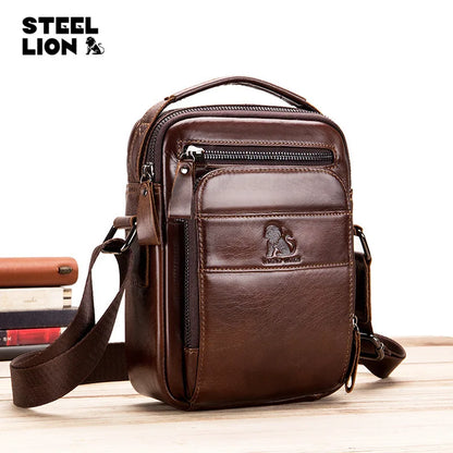 Cofskin Men S Shoulder Diagonal Cross Bag Retro Style Vertical Square Large Capacity Multi-Function