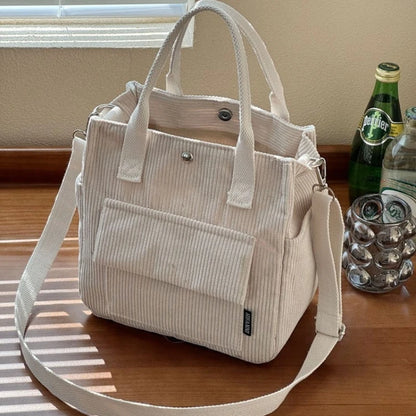 Corduroy Tote Bag for Women – Large Capacity Crossbody Shoulder Bag for Daily Use