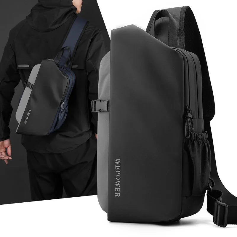 Men S Shoulder Bag Korean Version Large Capacity Chest Safety Reflective Strip Commuting Nylon
