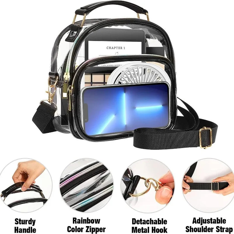 Clear PVC Crossbody Bag Double Layer Transparent Purse