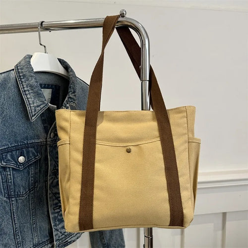 Canvas Tote Bag Multi-Pocket Shoulder Bag for Women