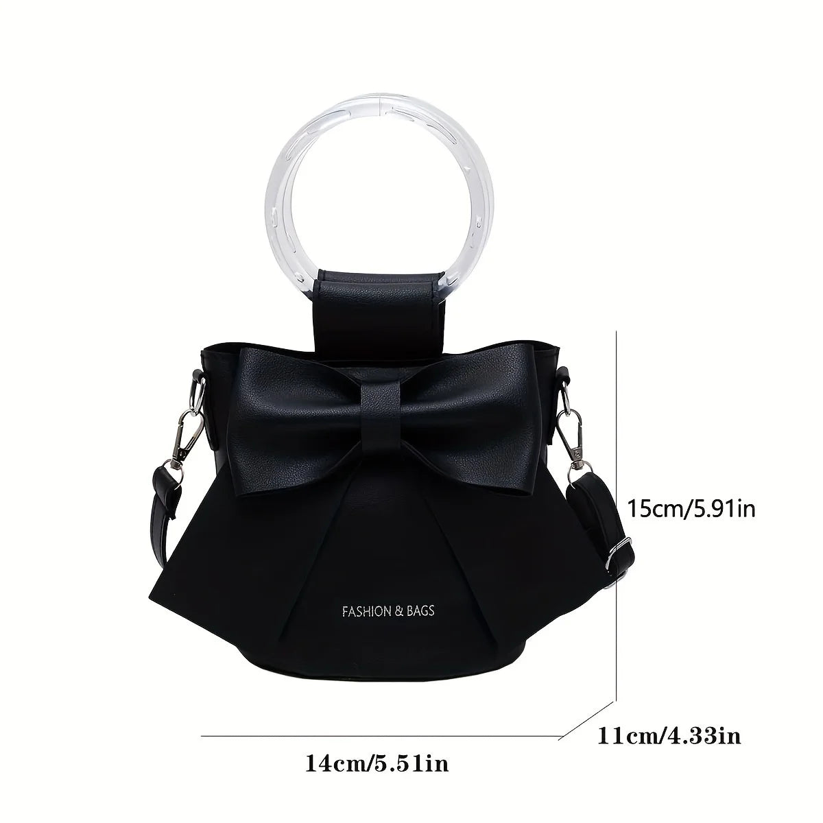 Bow Accent Bucket Bag for Women – Crossbody & Shoulder Handbag
