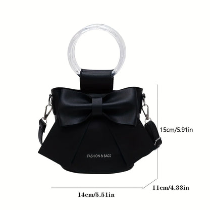 Bow Accent Bucket Bag for Women – Crossbody & Shoulder Handbag