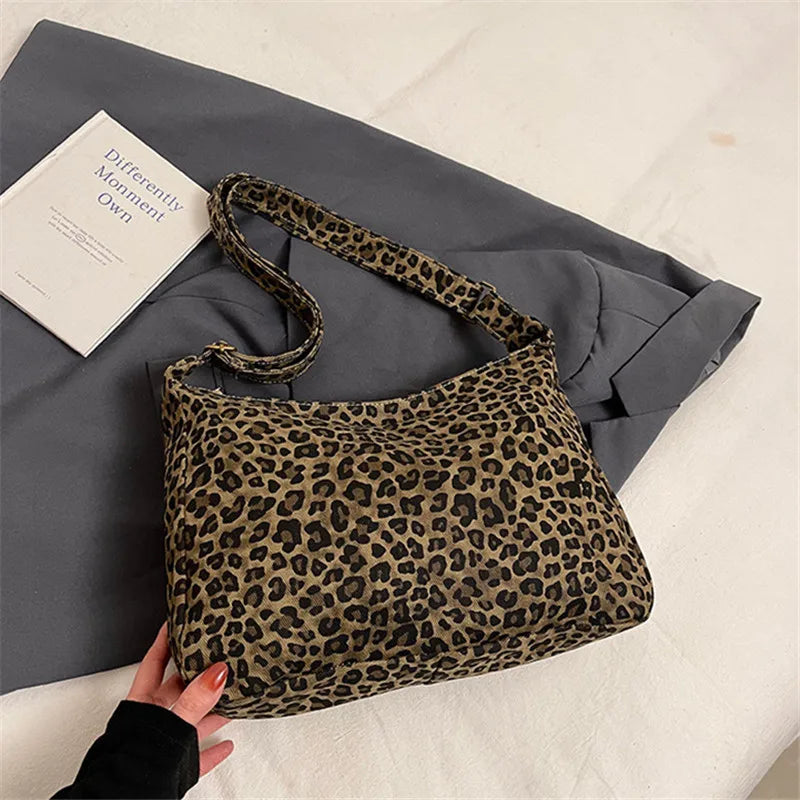 Chic Leopard Print Hobo Bag Soft Tote Shoulder Bags Adjustable Strap - Soft