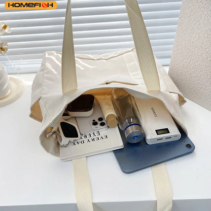 Homefish Portable Large-Capacity Canvas Bag Versatile Shoulder Bag Design Special Cloth Bag Students