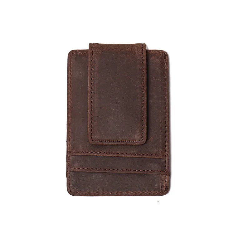 Crazy Horse Cowhide Men S Rfid Card Case Multi-Slot Magnetic Card Holder