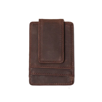 Crazy Horse Cowhide Men S Rfid Card Case Multi-Slot Magnetic Card Holder