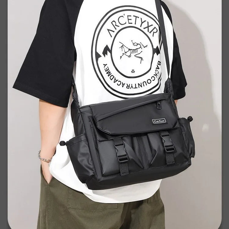 Men S Crossbody Bag Workwear-Style Single-Shoulder Bag Large-Capacity Double-Buckle Waterproof