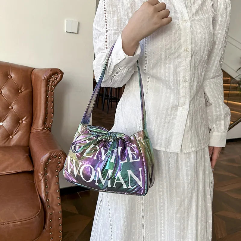 Stylish Dumpling Bag Small Letter Underarm Bag Super Light Shoulder Bag Colorful Upgraded Bubble