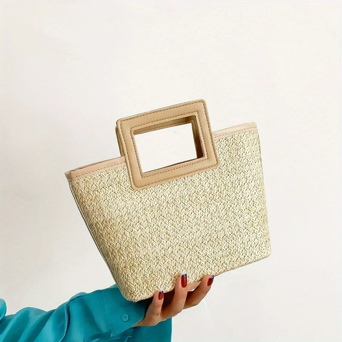 Straw Woven Tote Bag – Retro Summer Handbag for Women