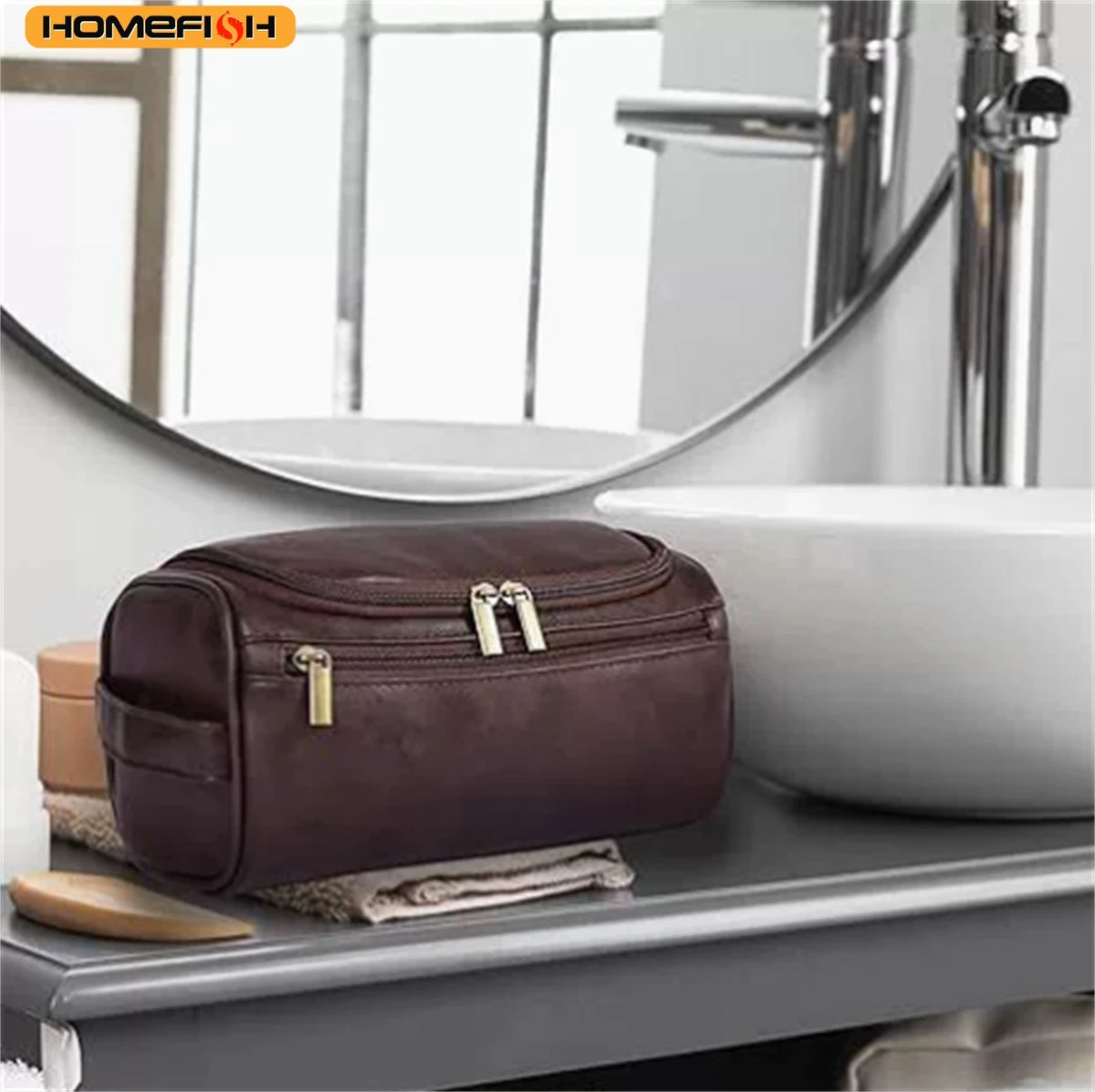 Homefish Men Pu Vintage Luxury Toiletry Bag Travel Necessary Business Cosmetic Makeup Cases Male