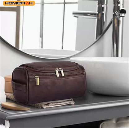 Homefish Men Pu Vintage Luxury Toiletry Bag Travel Necessary Business Cosmetic Makeup Cases Male