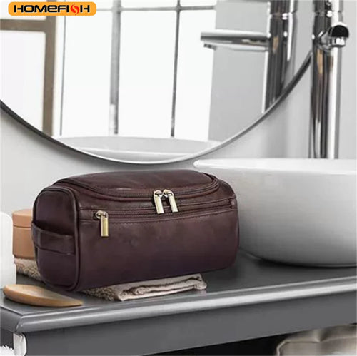 Homefish Men Pu Vintage Luxury Toiletry Bag Travel Necessary Business Cosmetic Makeup Cases Male