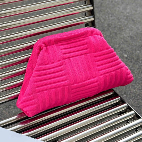 Girl Knitting Makeup Bag Large Capacity All-Match Contrast Color Clip Breathable Super Light Bags