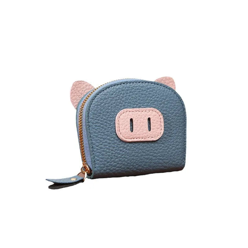 Organ Card Bag Ladies Cartoon Cute Piglet Holder Multi-Slot Large Capacity Certificate Zipper Coin