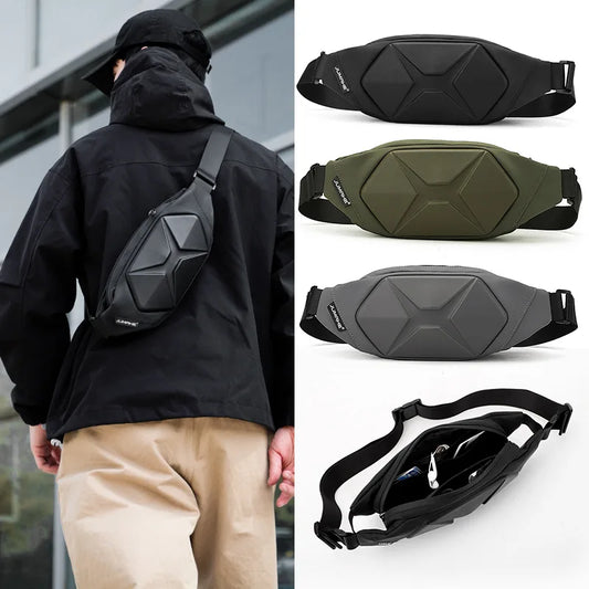 Hard Shell Men S Chest Bag Outside Crossbody Waterproof Wear-Resistant Sports Leisure Waist Backpack