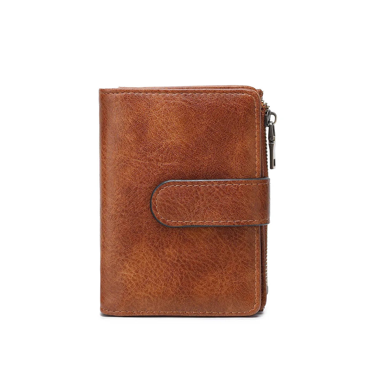 Rfid Anti-Theft Brush Women S Purse Multi-Card Simple Three-Fold Retro Short Clasp