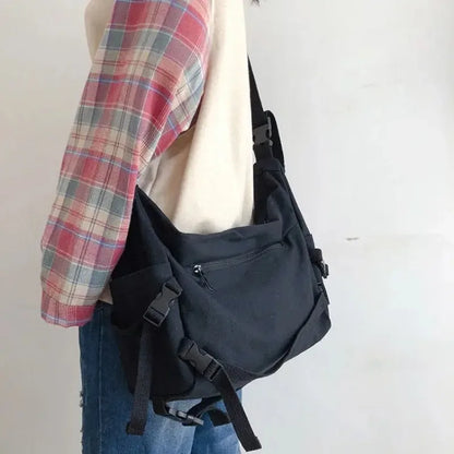 Harajuku Canvas Messenger Bag – Unisex Crossbody Shoulder Bag