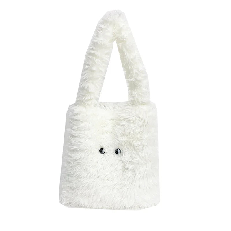 Fluffy Faux Fur Tote Bag Cute Y2K Handbag for Women