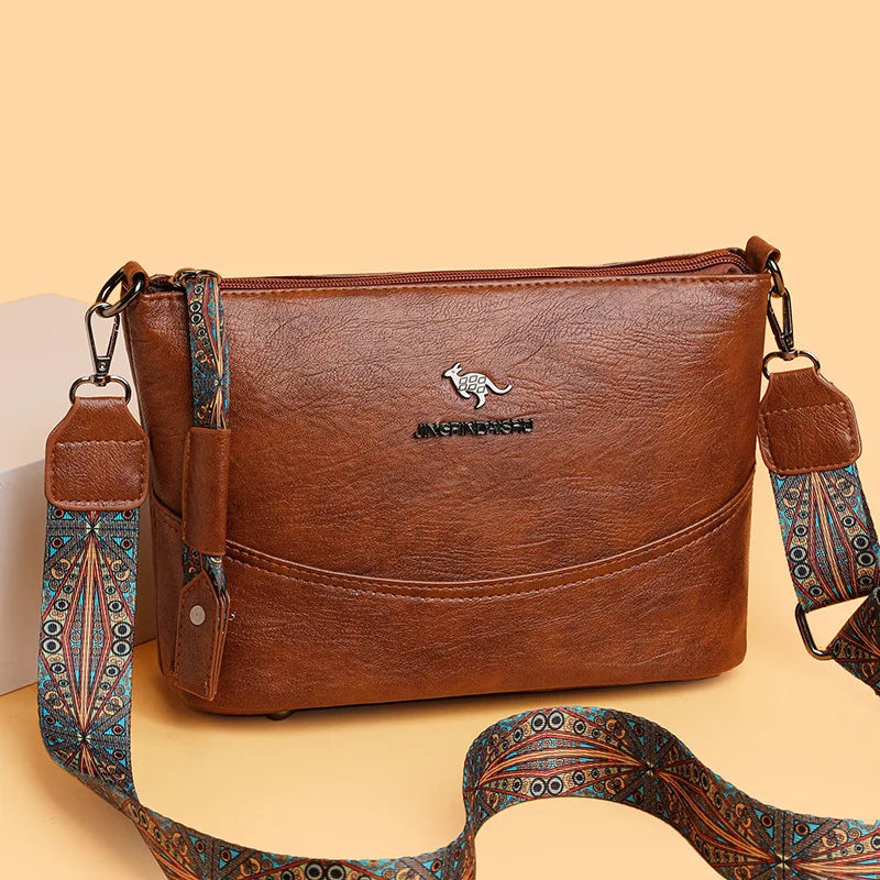 Retro Leather Crossbody Bag – Boho Strap Women's Purse
