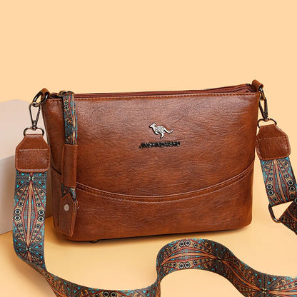 Retro Leather Crossbody Bag – Boho Strap Women's Purse