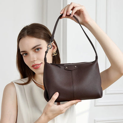 Genuine Leather Ladies Hand-Held Tote Bag Large-Capacity Simple Commuting Crossbody Bag