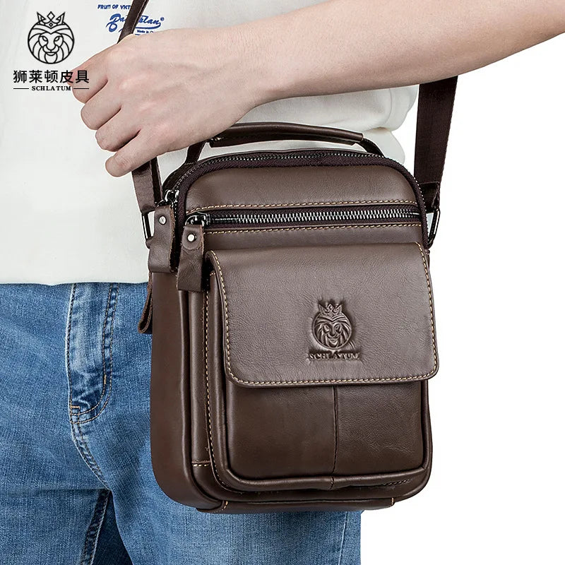 Top-Grain Cowhide Men S Single-Shoulder Bag Crossbody Leather Hand-Held Large-Capacity Bag