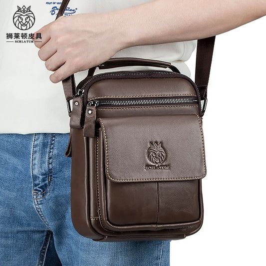 Top-Grain Cowhide Men S Single-Shoulder Bag Crossbody Leather Hand-Held Large-Capacity Bag
