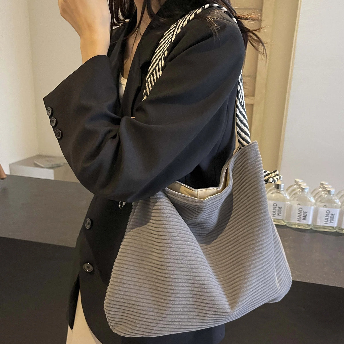 Velvet Shoulder Bag for Women – Soft Wide Strap Casual Handbag