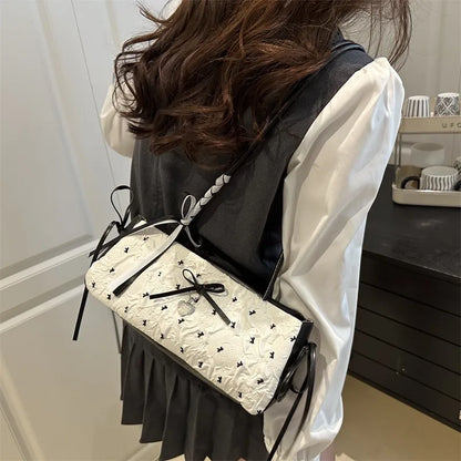Bow Heart Pendant Shoulder Bag – Elegant Women's Underarm Purse